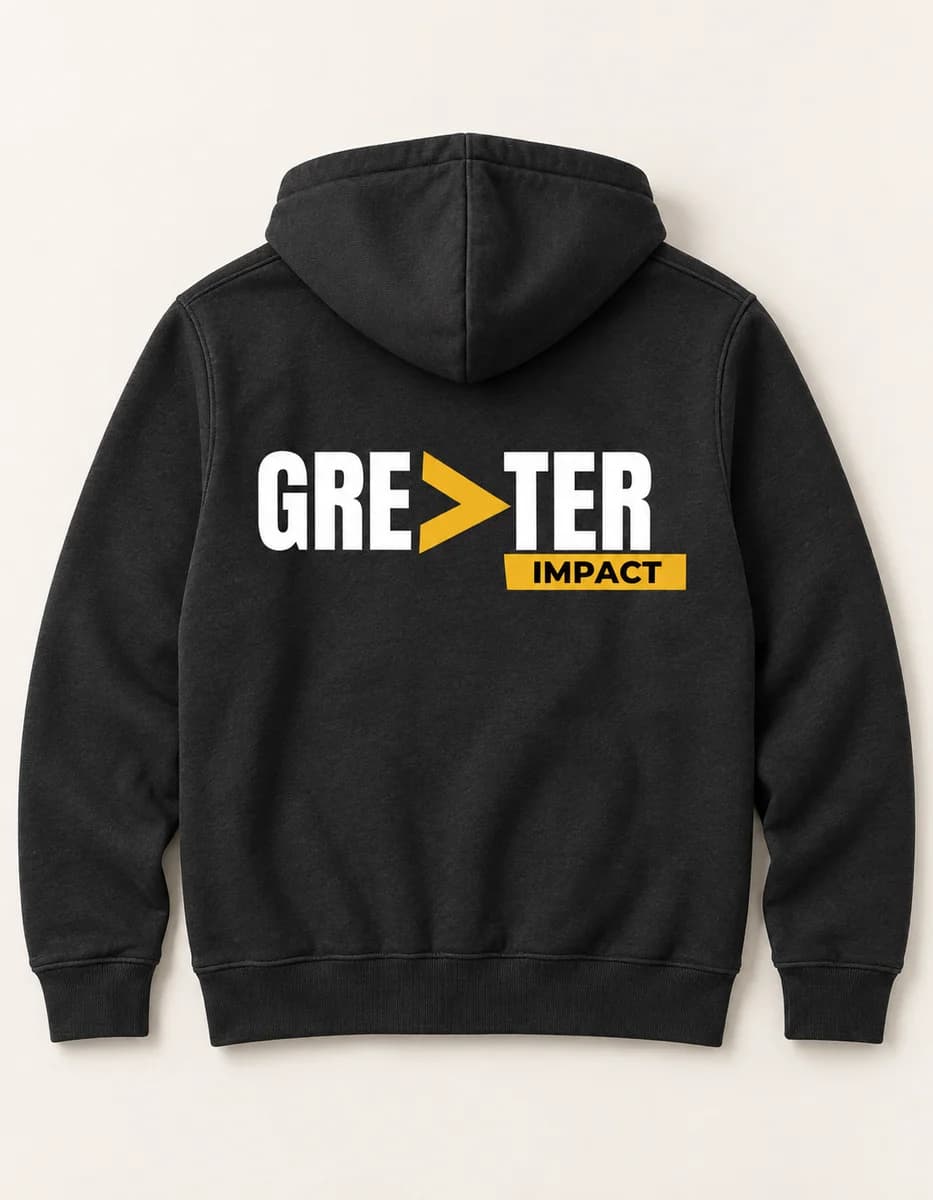 Greater Impact — Back-statement zip hoodie — product visualization
