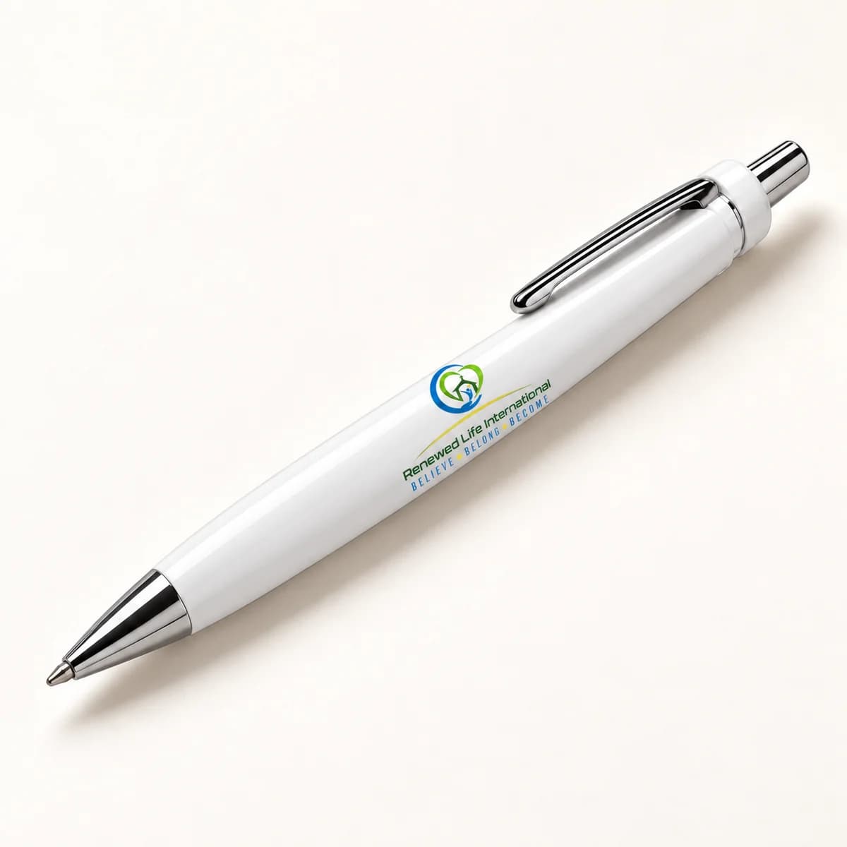Church logo — white pen — product visualization